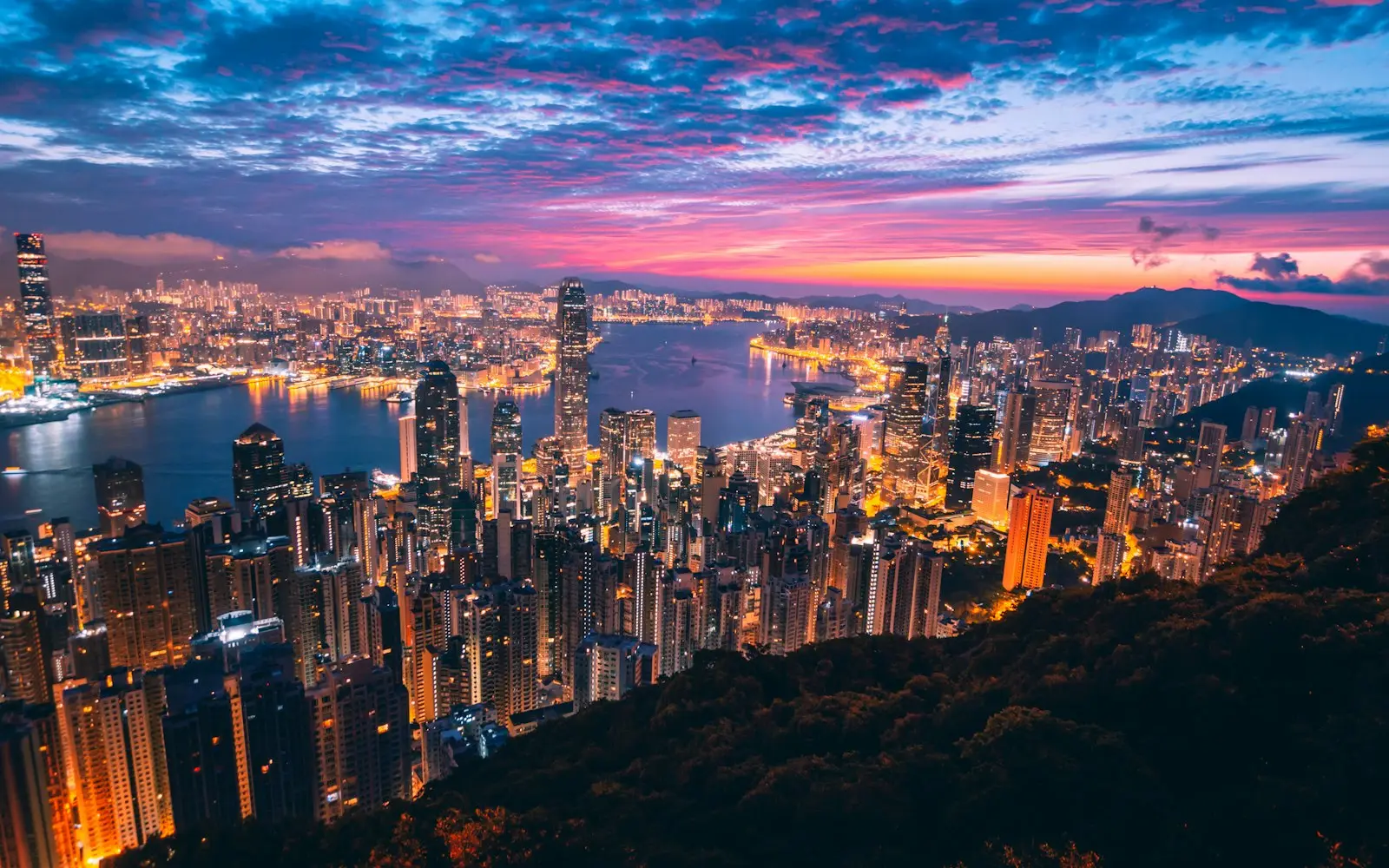 香港維港與城市氛圍示意
